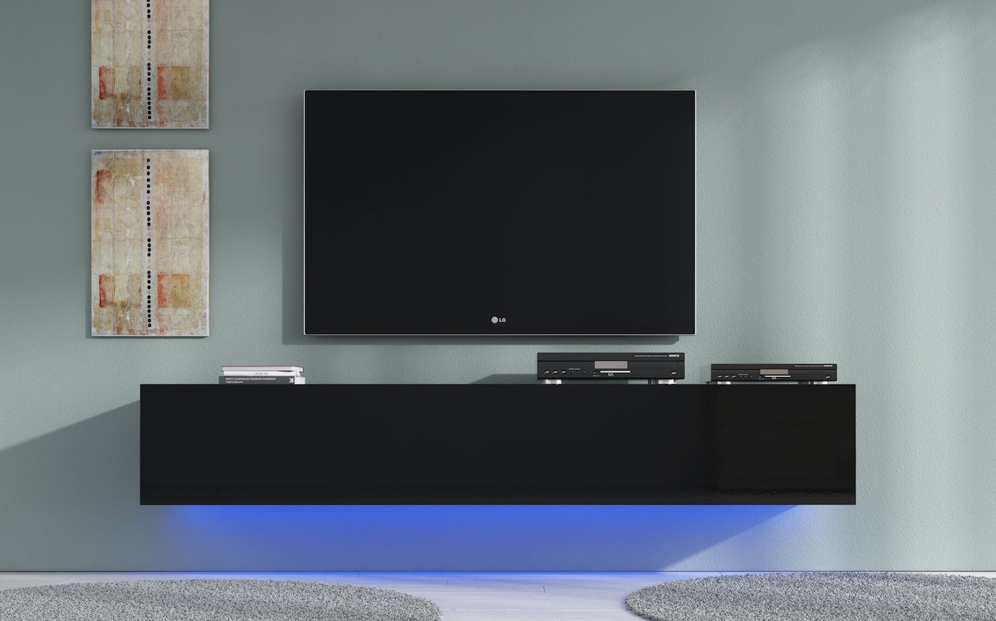 Dario - TV-Meubel met verlichting - Zwart - 180 cm