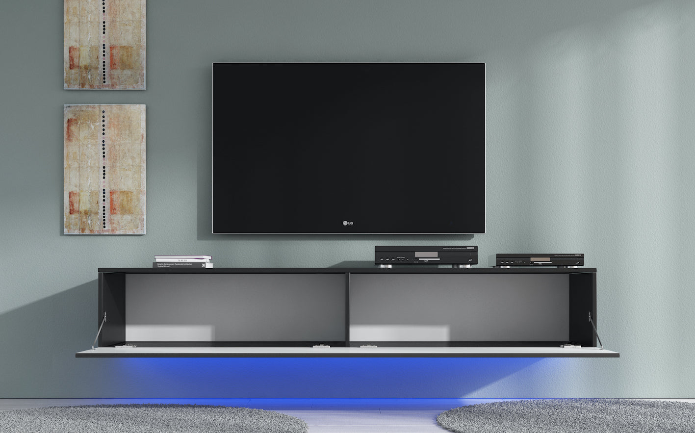 Dario - TV-Meubel met verlichting - Zwart - 180 cm