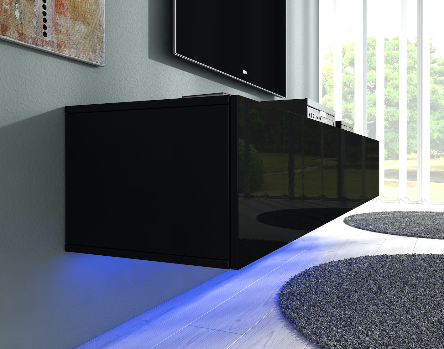 Dario - TV-Meubel met verlichting - Zwart - 180 cm