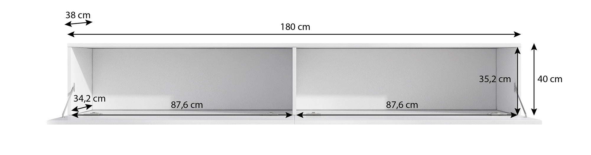 Dario - TV-Meubel met verlichting  - Mat zwart - 180 cm