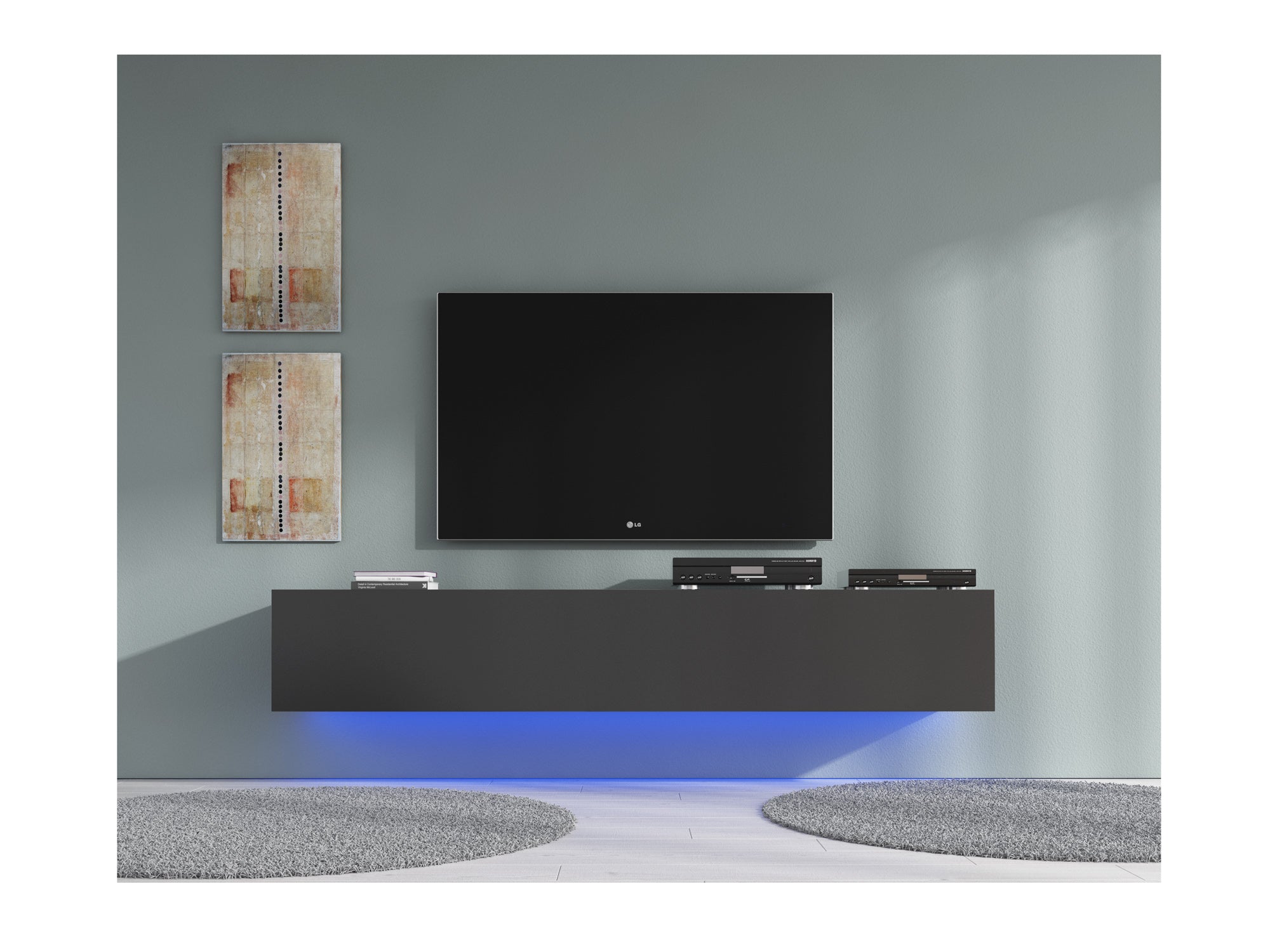 Dario - TV-Meubel met verlichting  - Mat zwart - 180 cm