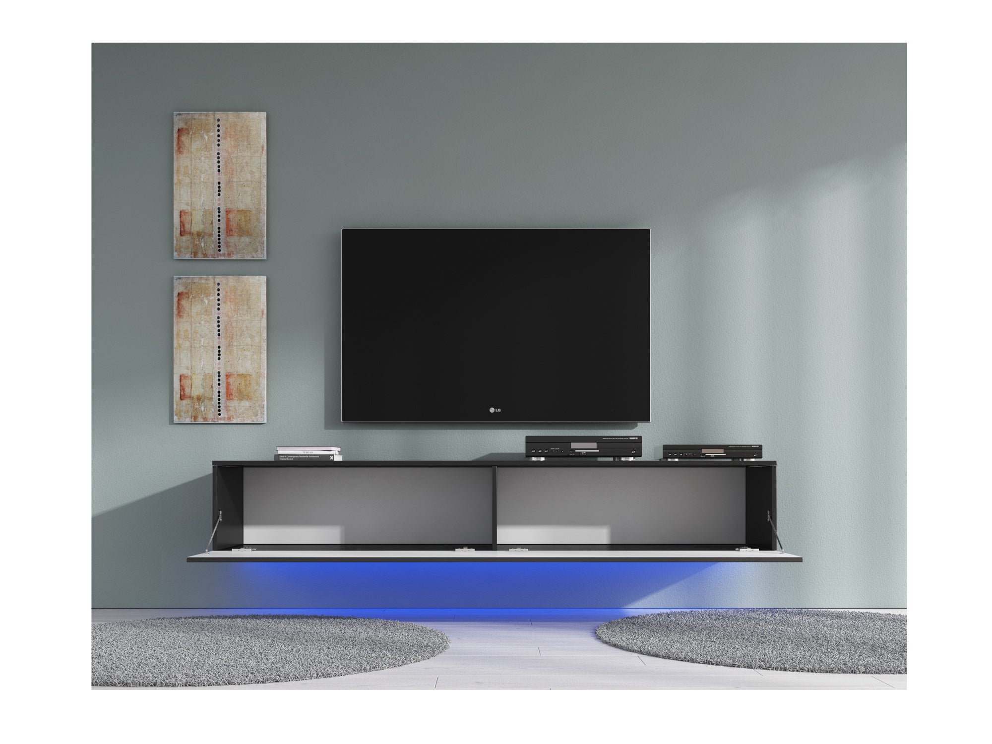 Dario - TV-Meubel met verlichting  - Mat zwart - 180 cm