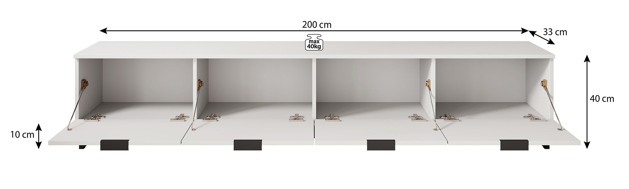 Delgado - TV-Meubel met 4 deuren - Mat zwart - 200 cm