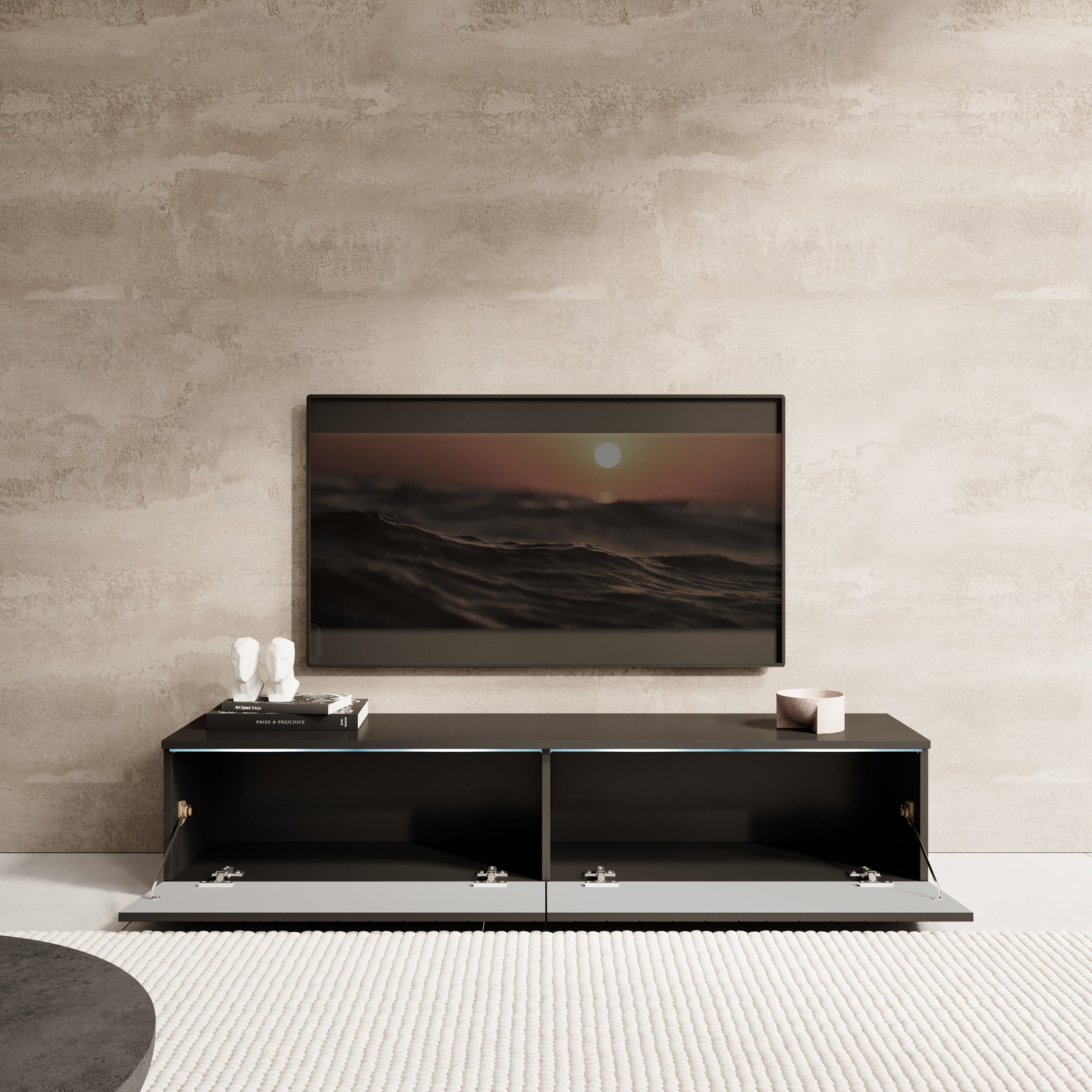 Dixon - TV-Meubel - Zwart visgraat - 140 cm