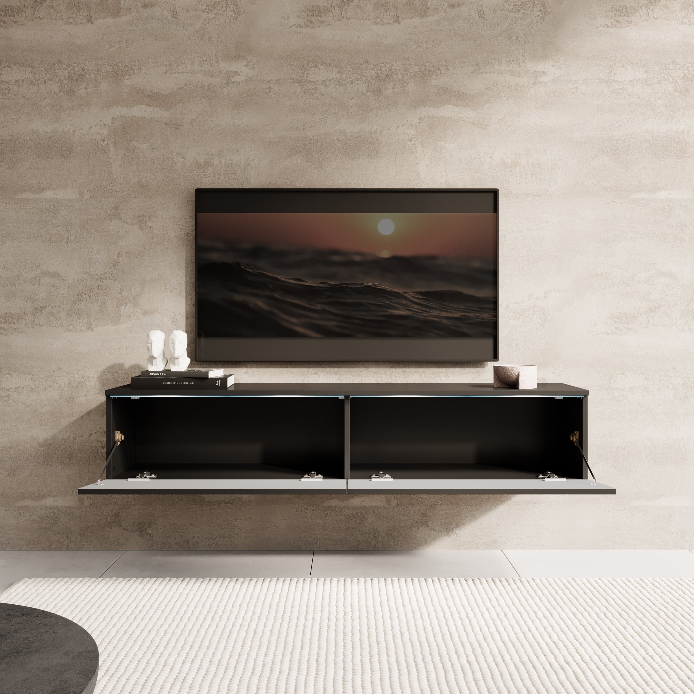 Dixon - TV-Meubel - Zwart visgraat - 140 cm