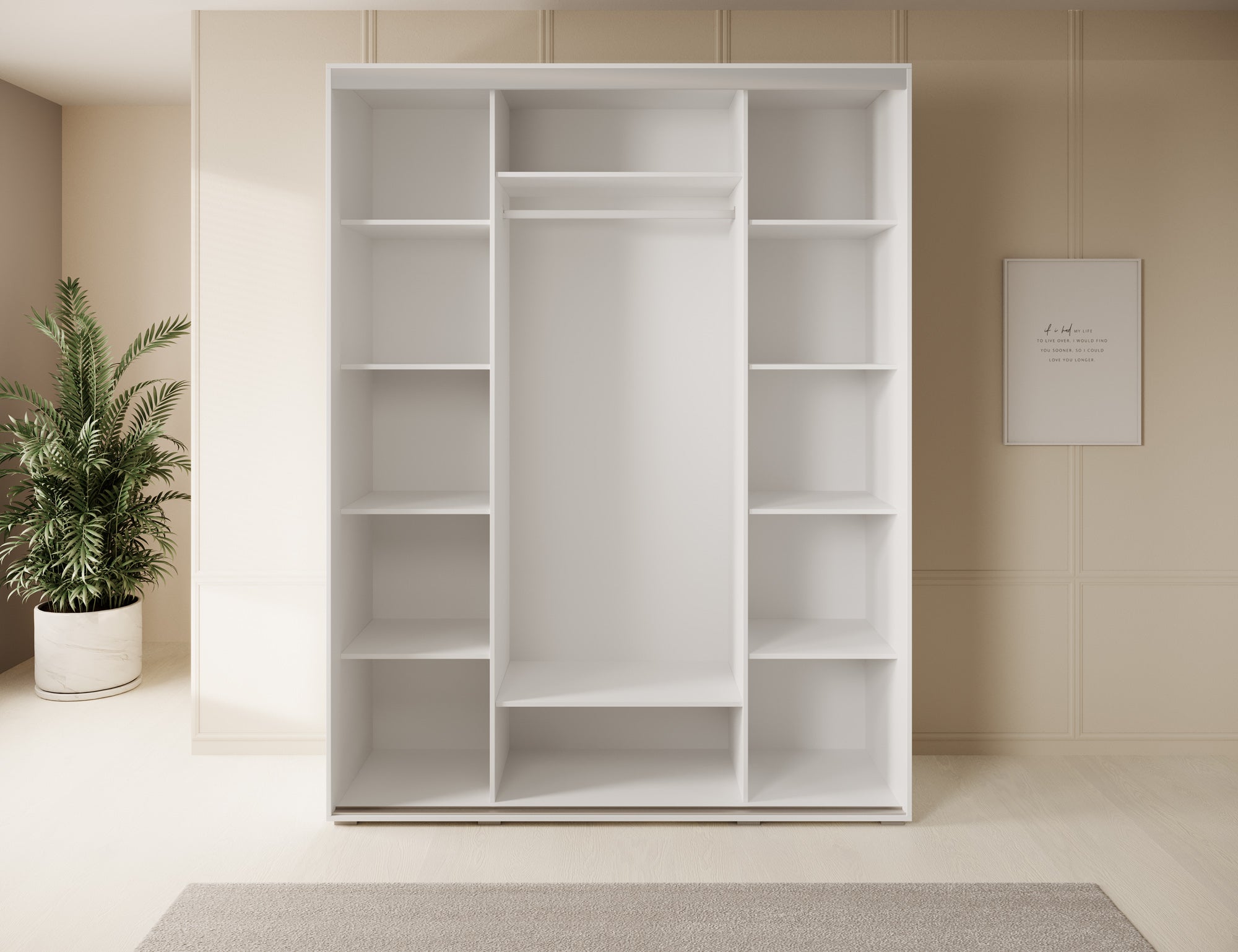 Dreamer - Kledingkast met schuifdeuren - Wit - 180x60x235 cm