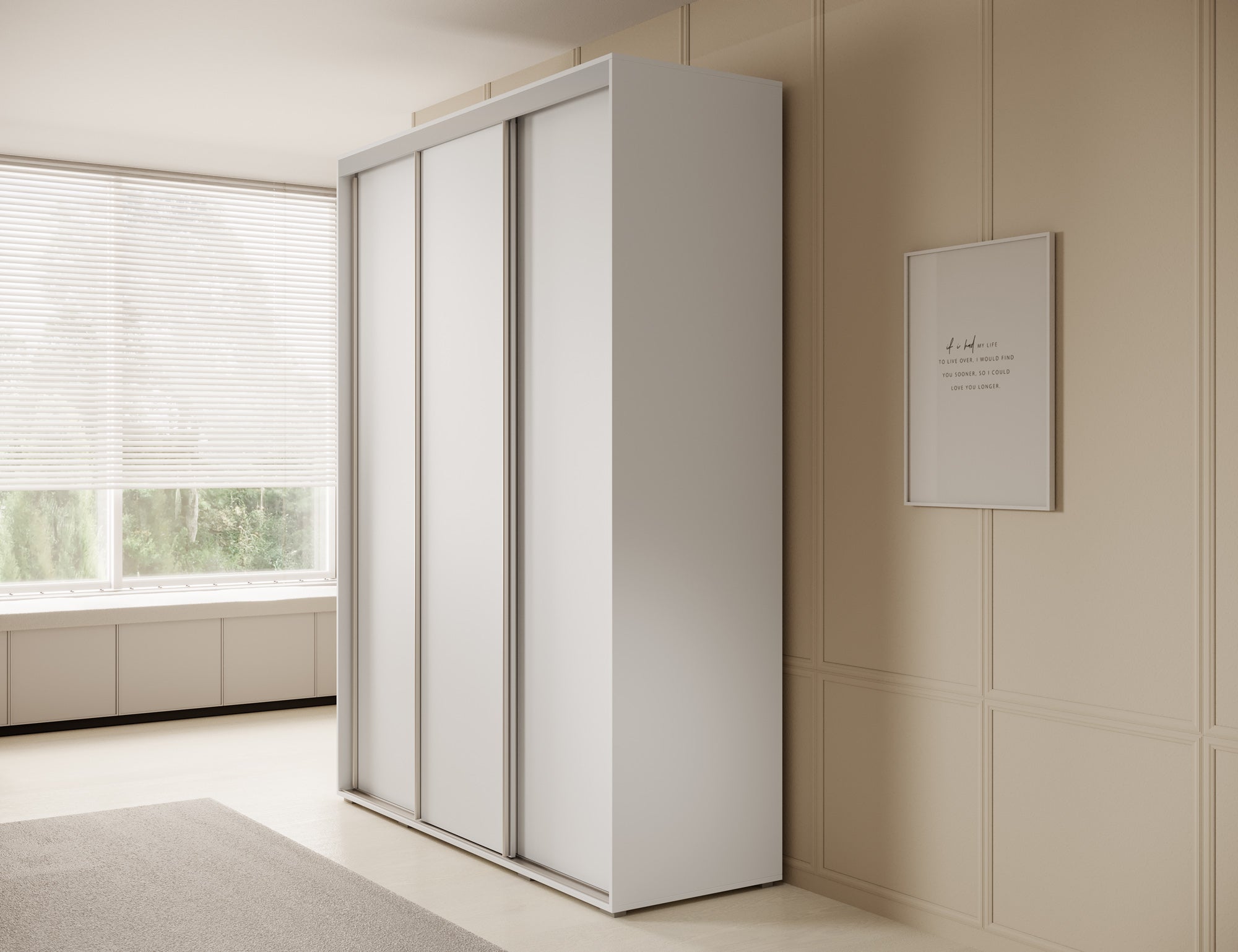 Dreamer - Kledingkast met schuifdeuren - Wit - 180x60x235 cm