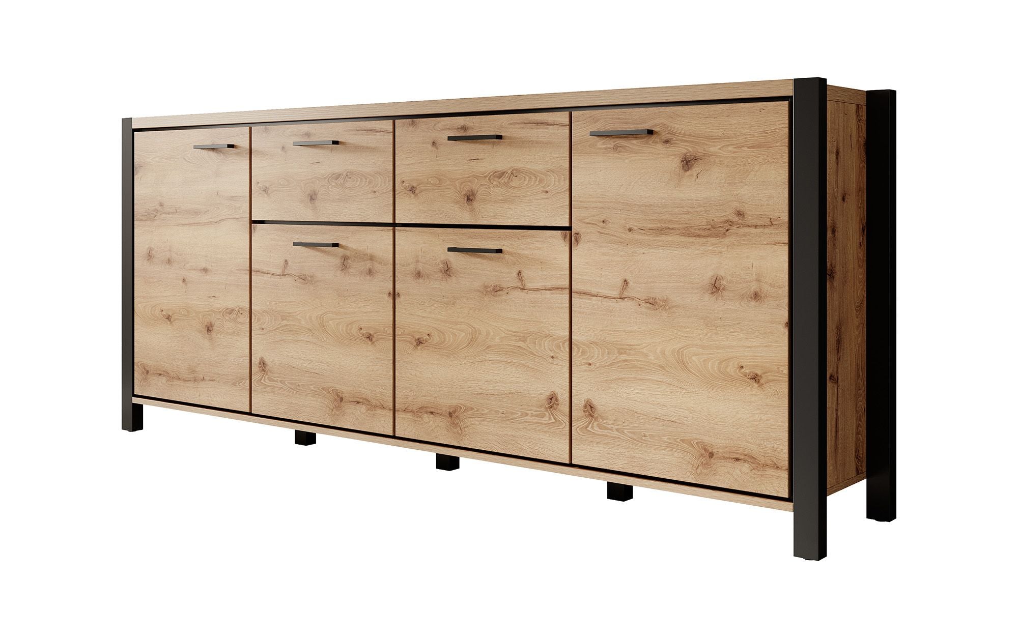 Acapulco - Dressoir - Eiken/zwart - 213x41x91 cm