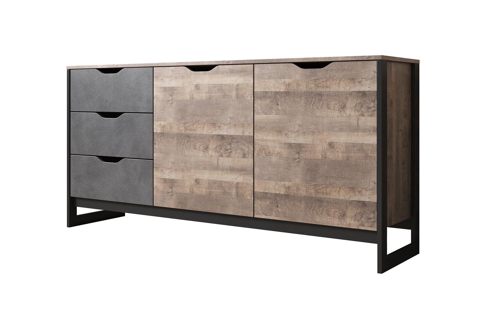 Acasia - Dressoir - Grijs/eiken - 161x40x79 cm