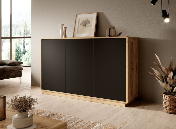 Acuna - Dressoir - Zwart/eiken - 160x40x75 cm