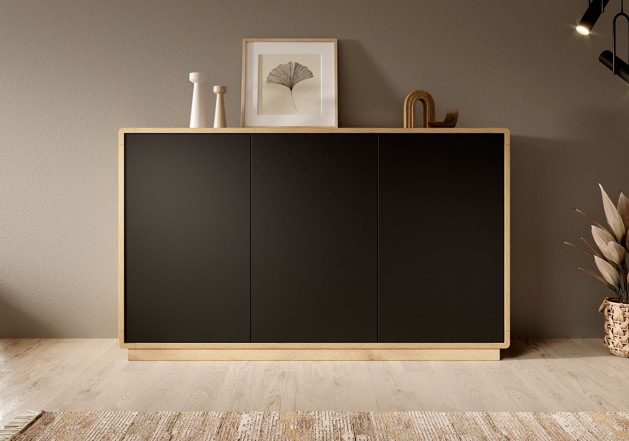 Acuna - Dressoir - Zwart/eiken - 160x40x75 cm