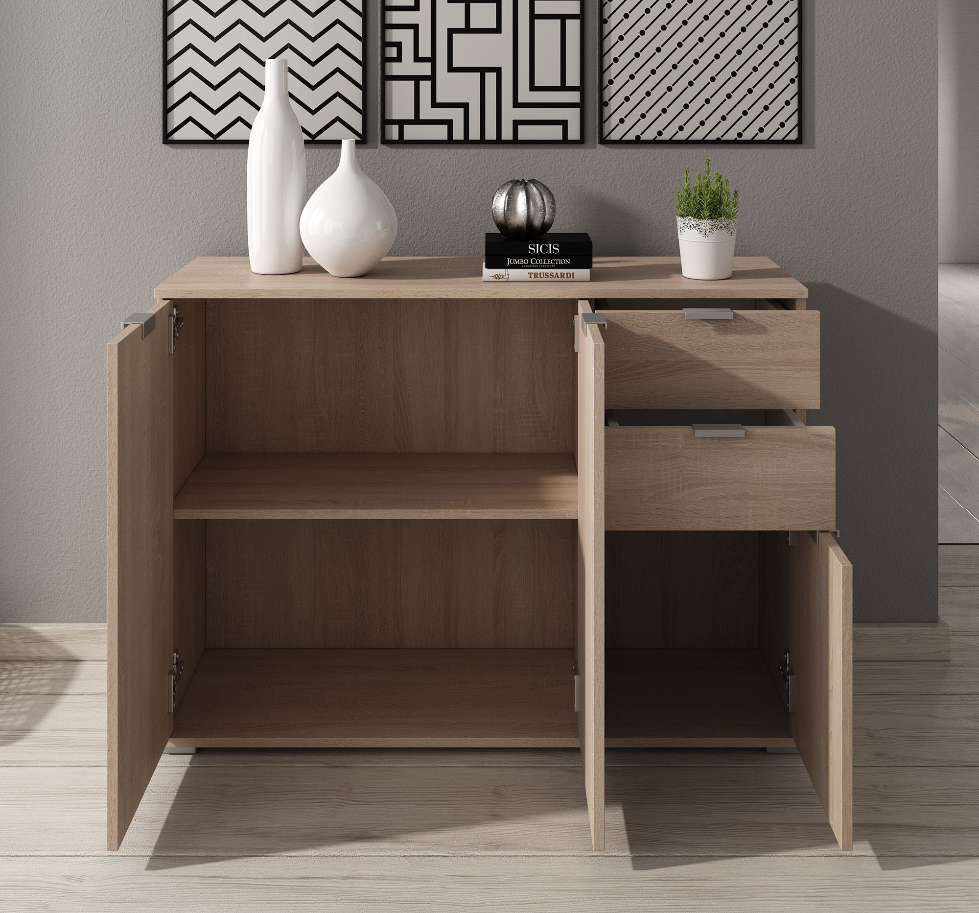 Adita 3 - Dressoir - Licht eiken - 107x35x75 cm