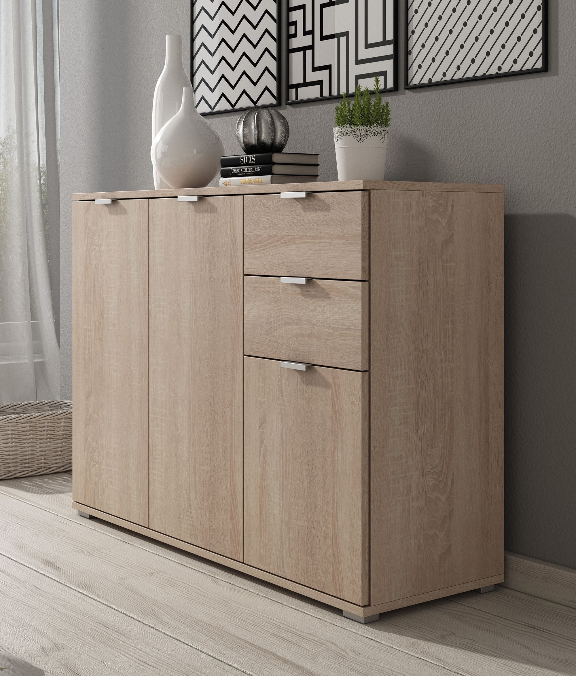 Adita 3 - Dressoir - Licht eiken - 107x35x75 cm