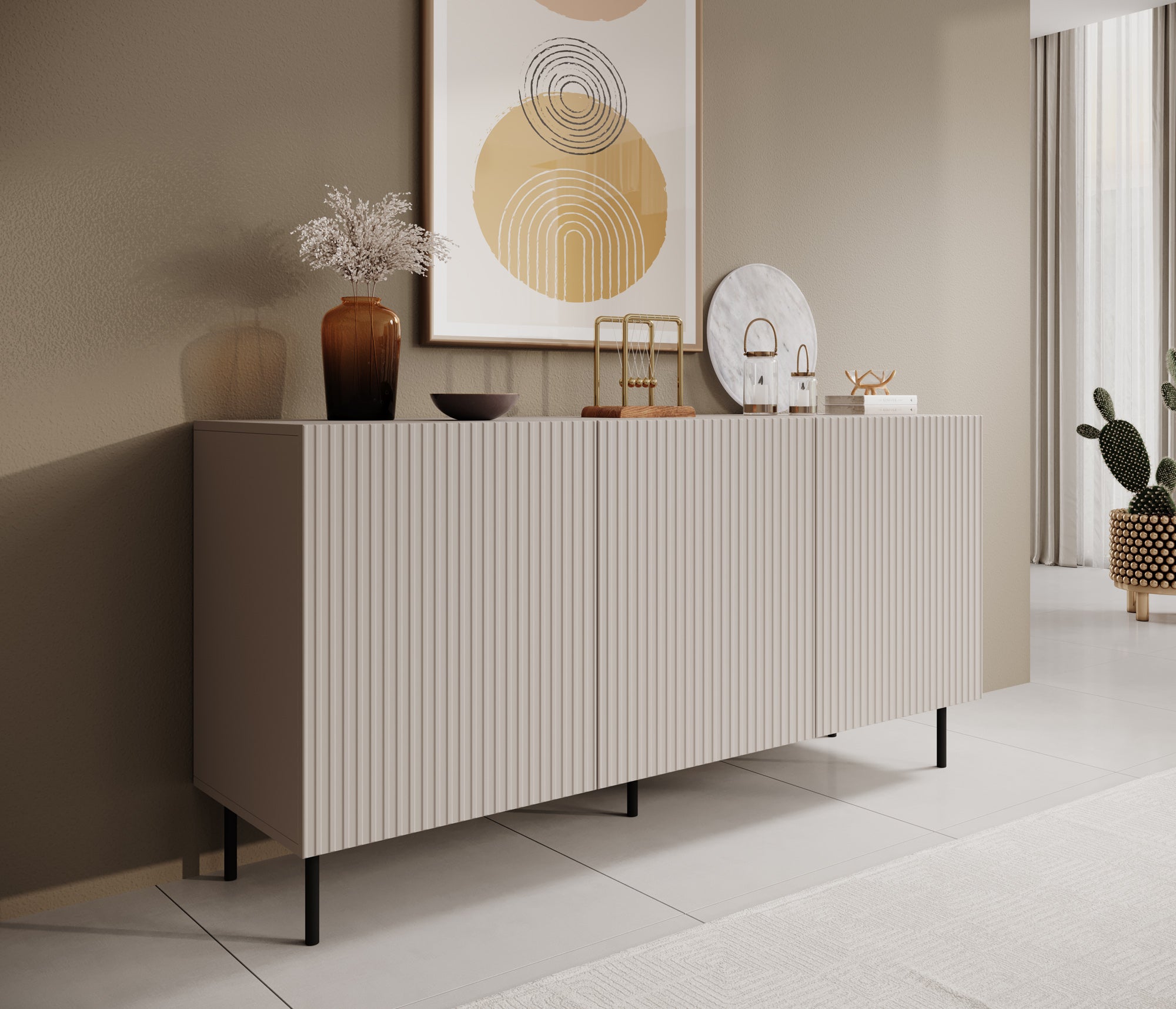 Alex - Dressoir - Beige - 156x42x76 cm