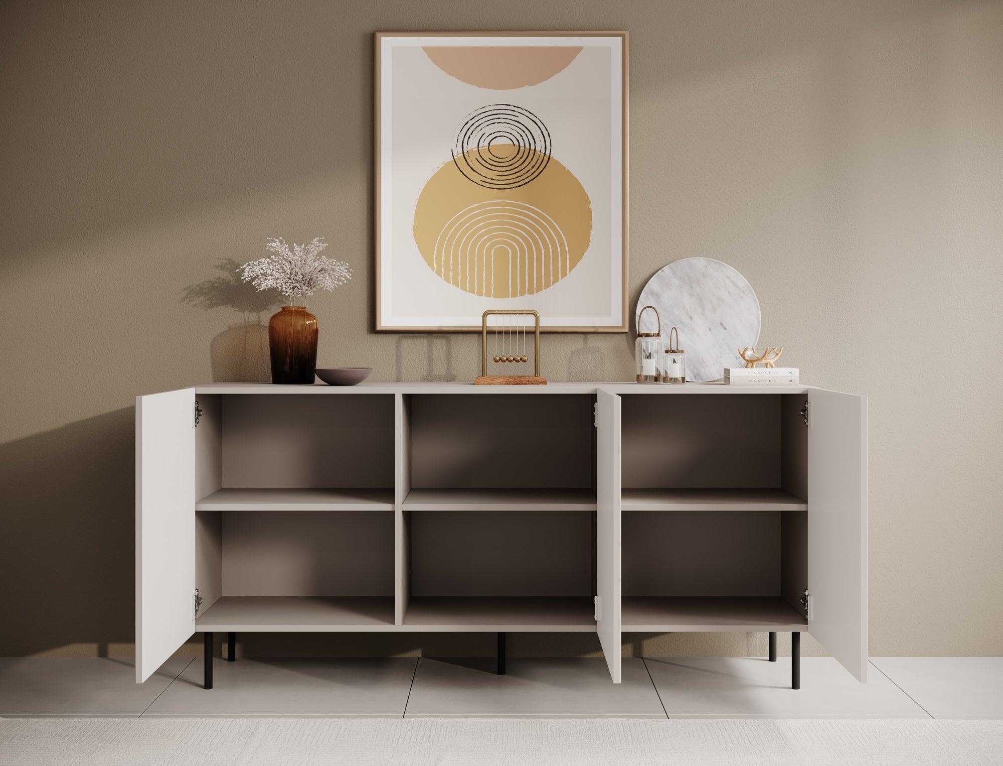 Alex - Dressoir - Beige - 156x42x76 cm