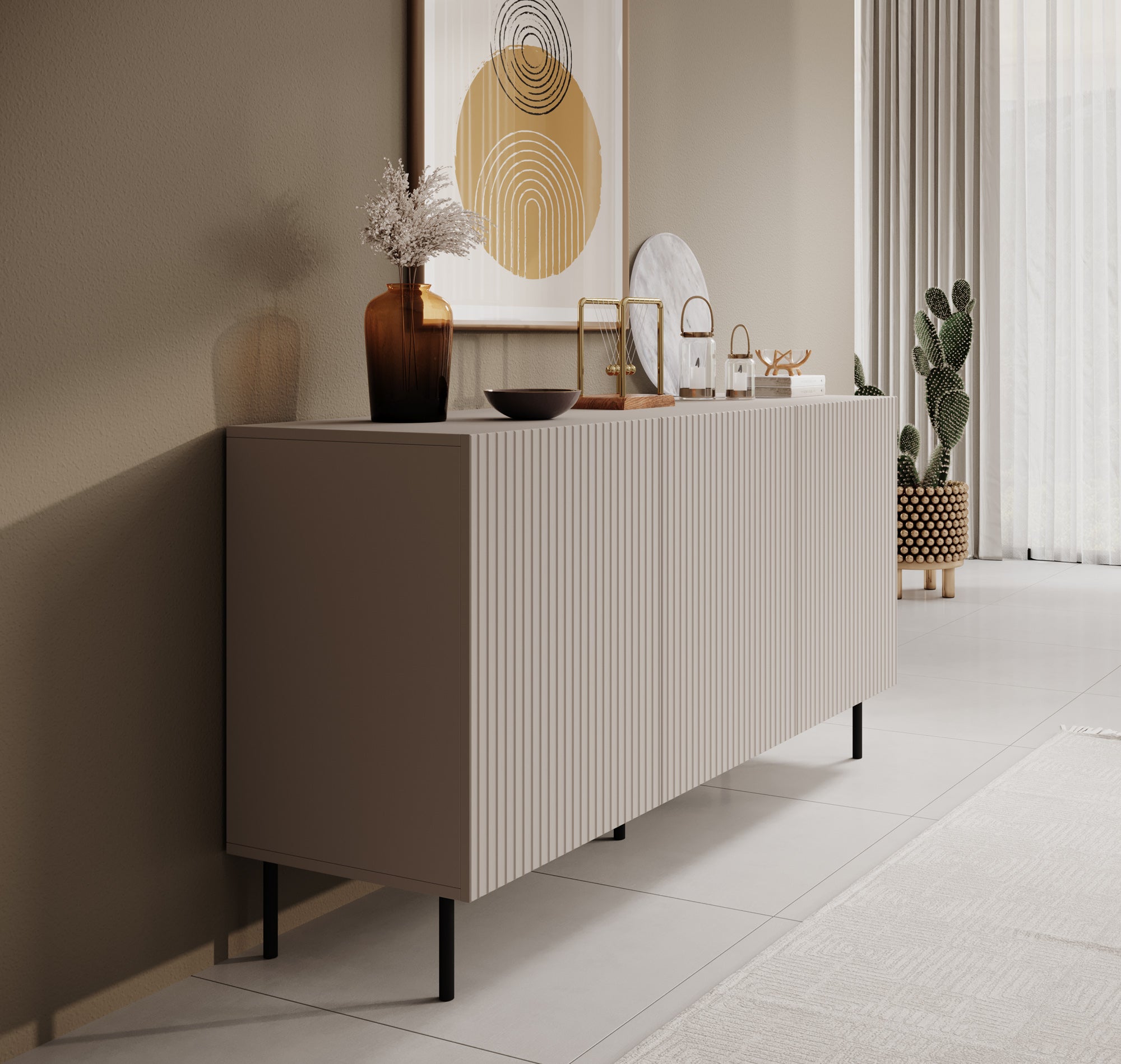 Alex - Dressoir - Beige - 156x42x76 cm