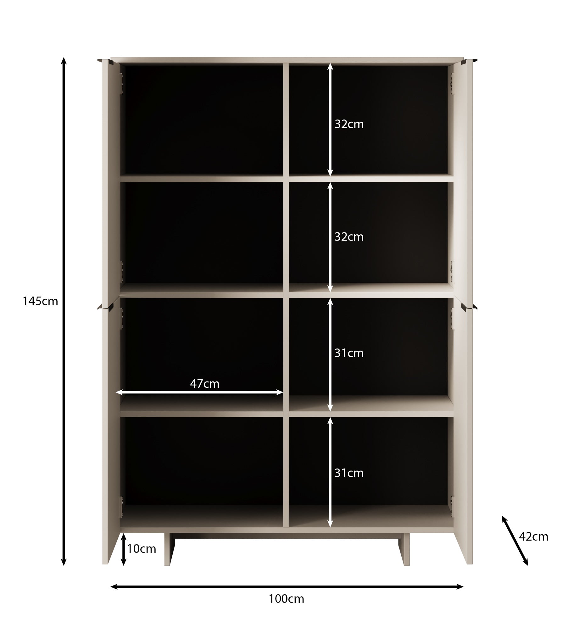 Ankara - Dressoir - Beige - 100x42x145 cm