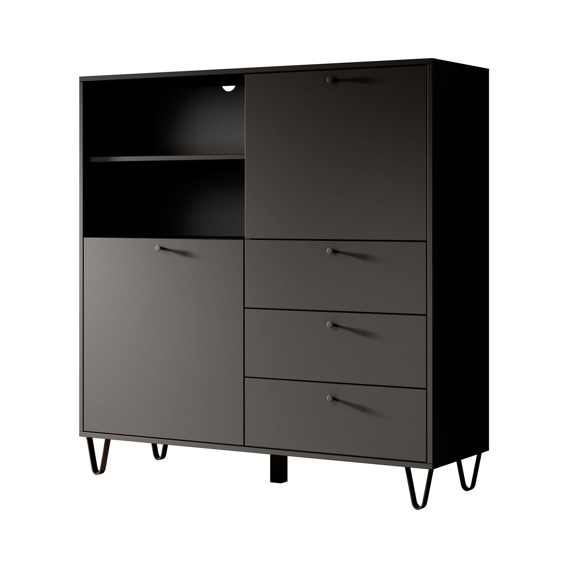 Apula - Dressoir - Antraciet - 124x40x135 cm  - Met lades