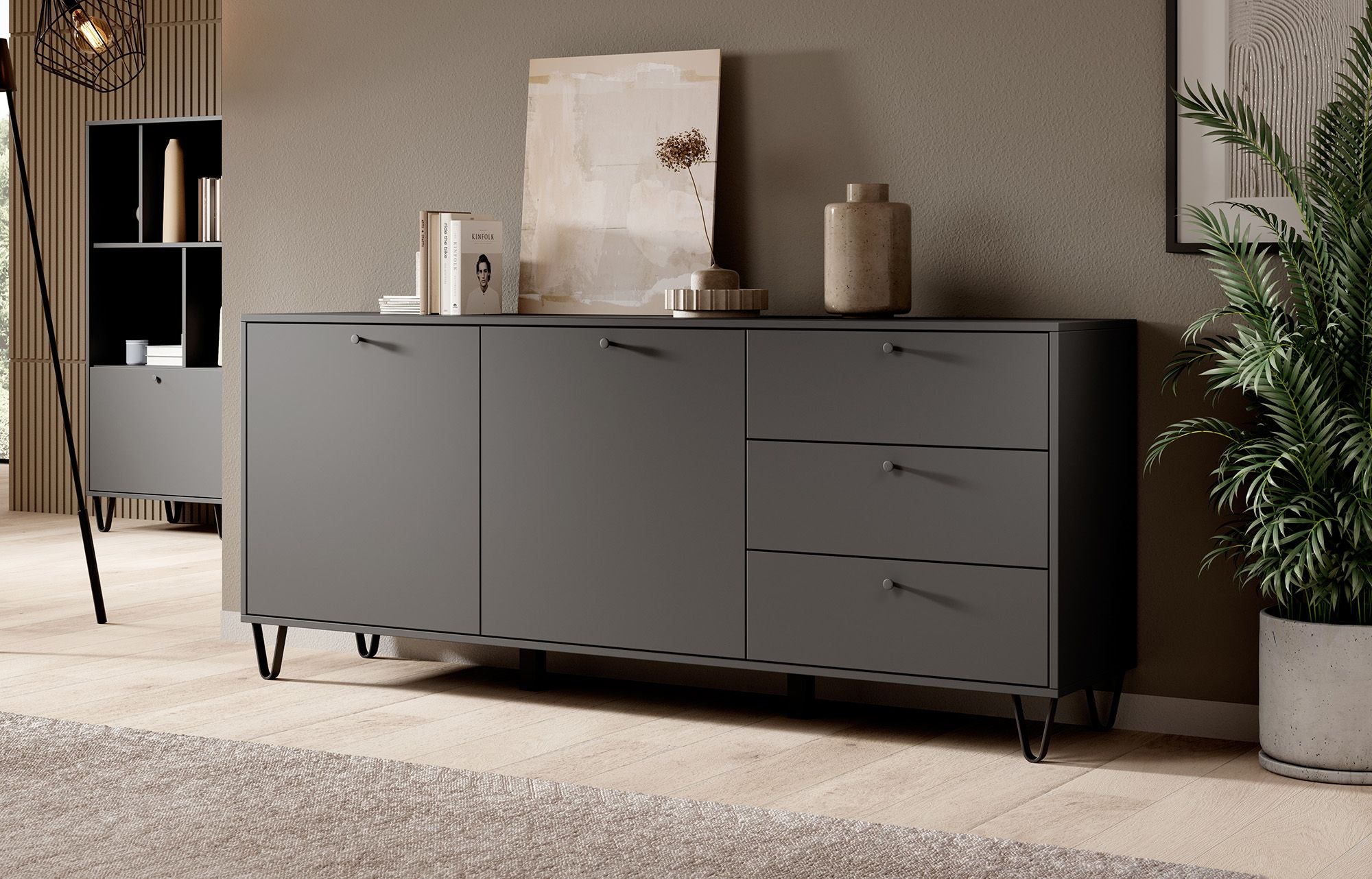 Apula - Dressoir - Antraciet - 184x40x75 cm
