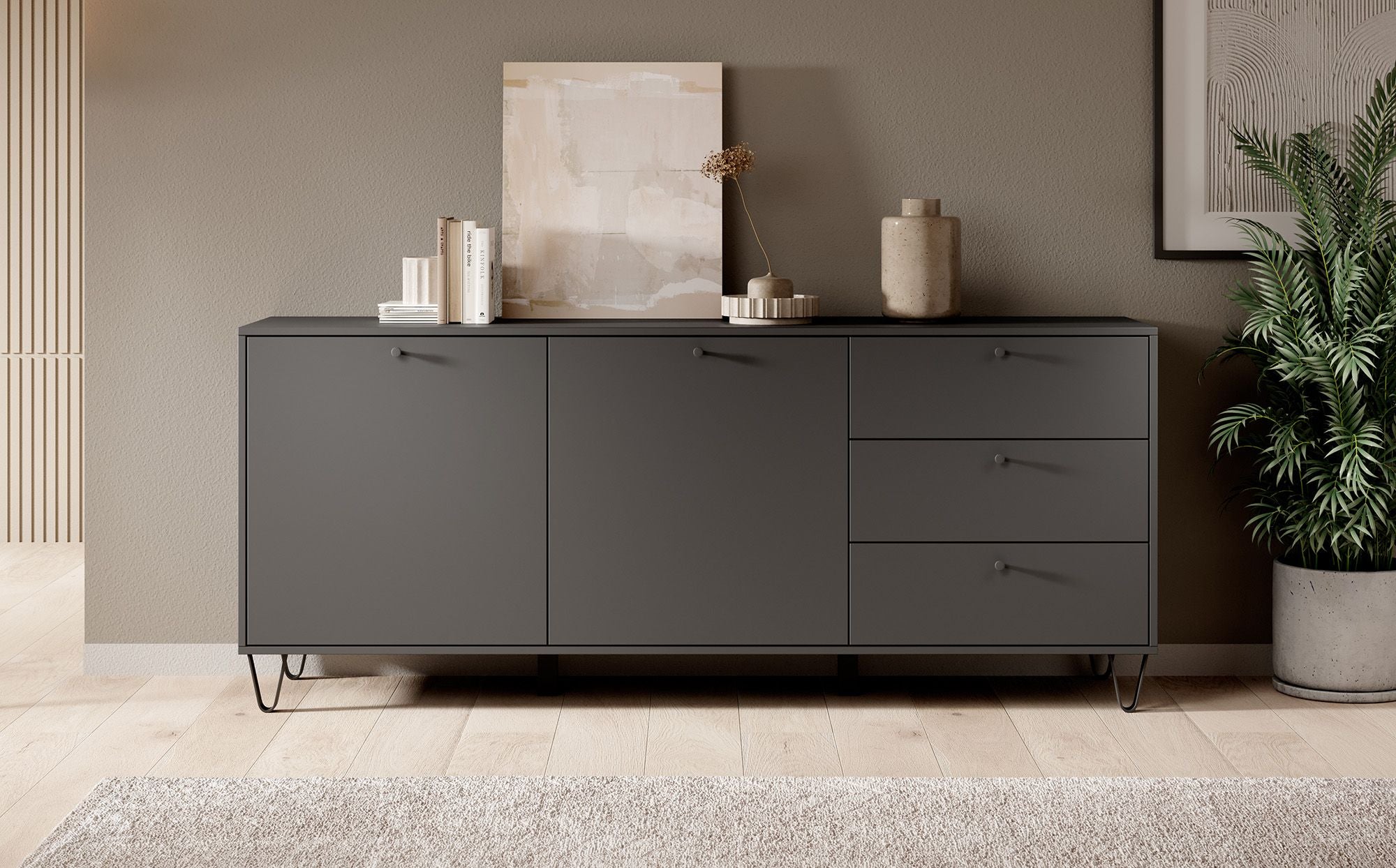 Apula - Dressoir - Antraciet - 184x40x75 cm