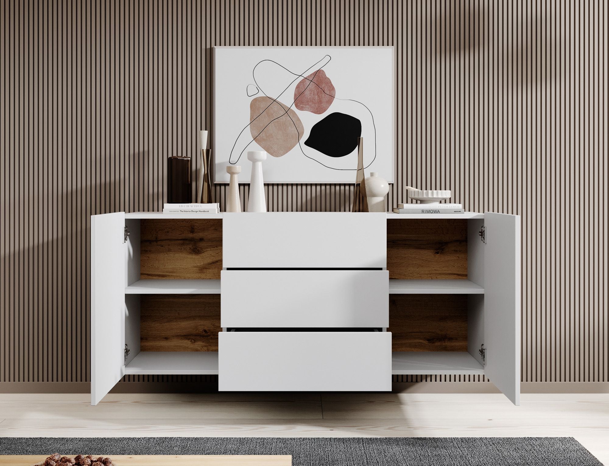 Asilento - Dressoir - Wit - 140x35x61 cm