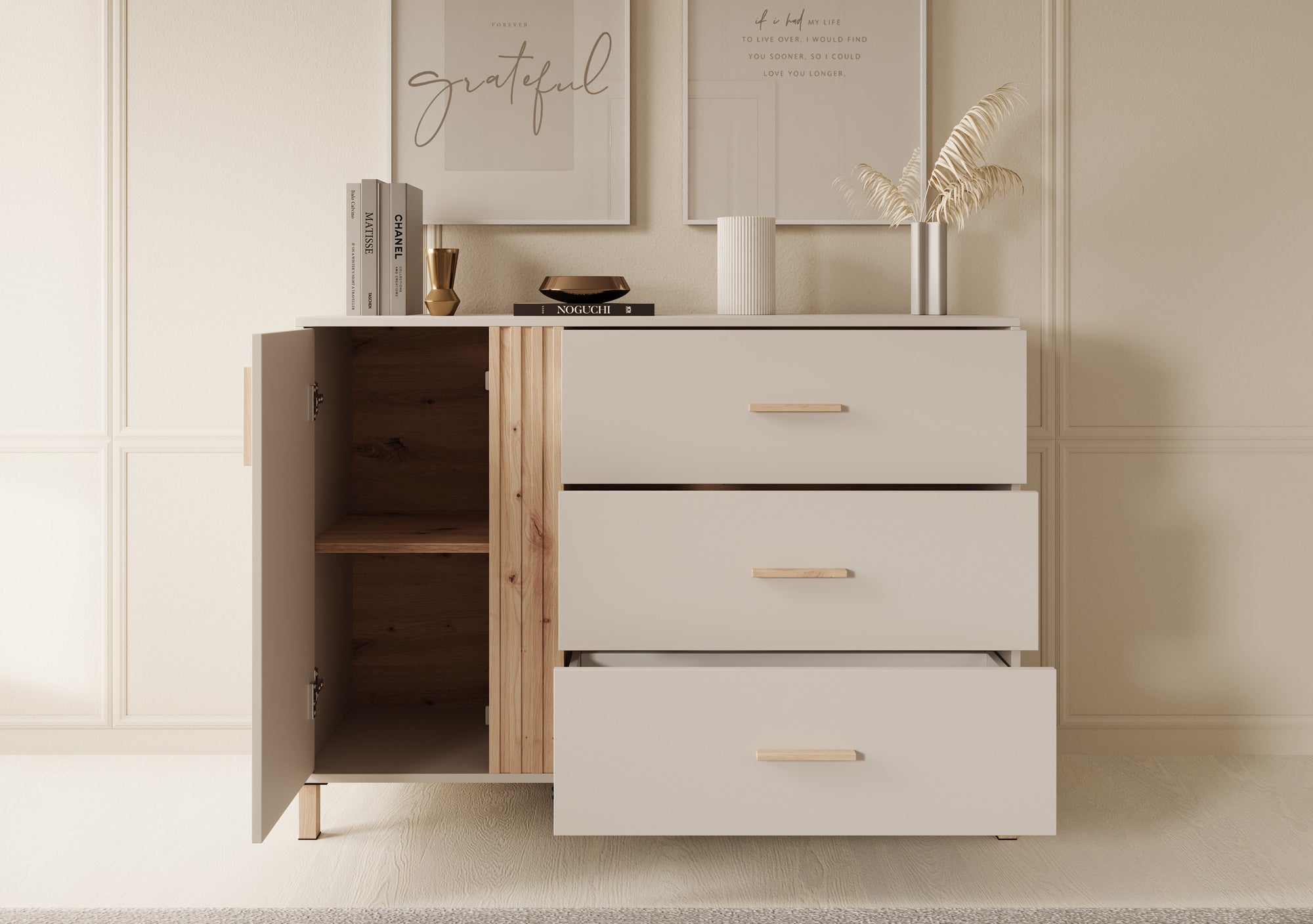 Bahia - Dressoir - Beige - 125x40x90 cm