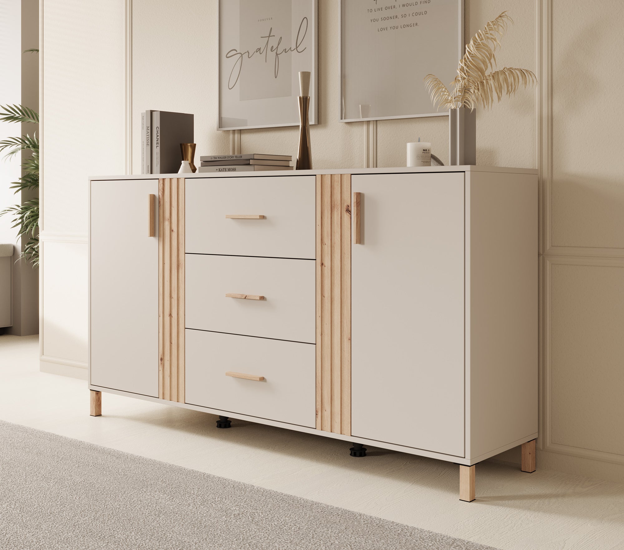 Bahia - Dressoir - Beige - 163x40x90 cm