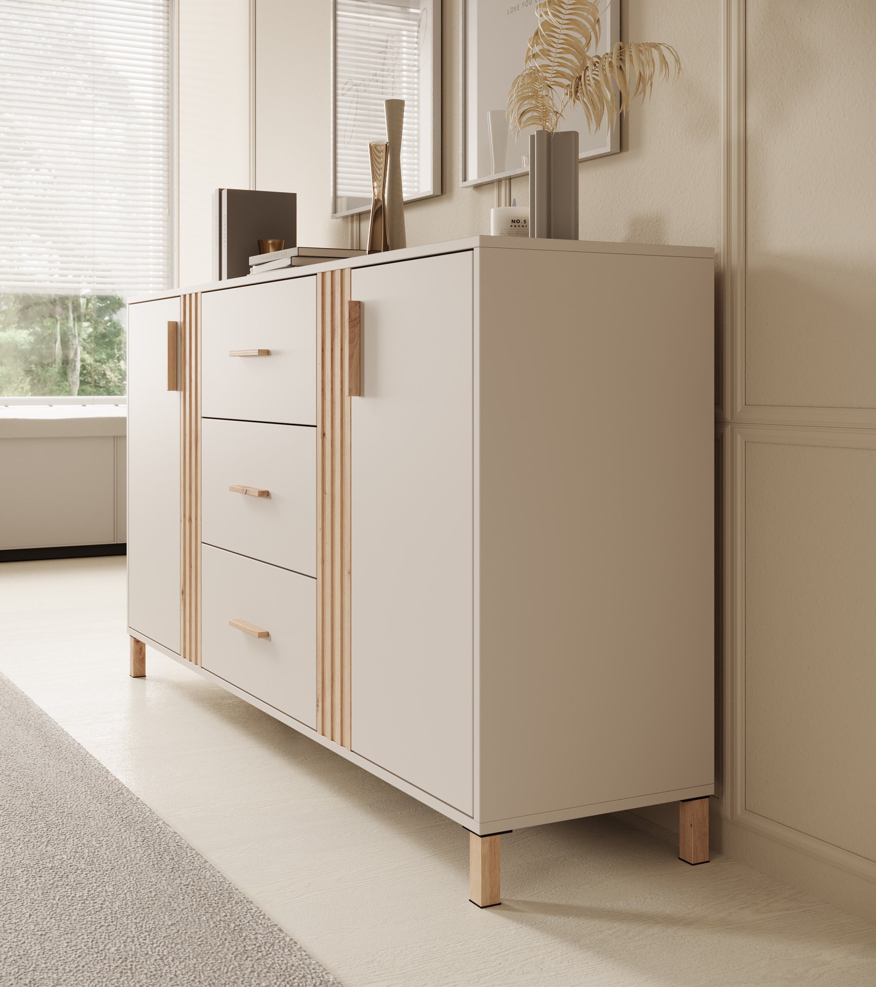 Bahia - Dressoir - Beige - 163x40x90 cm