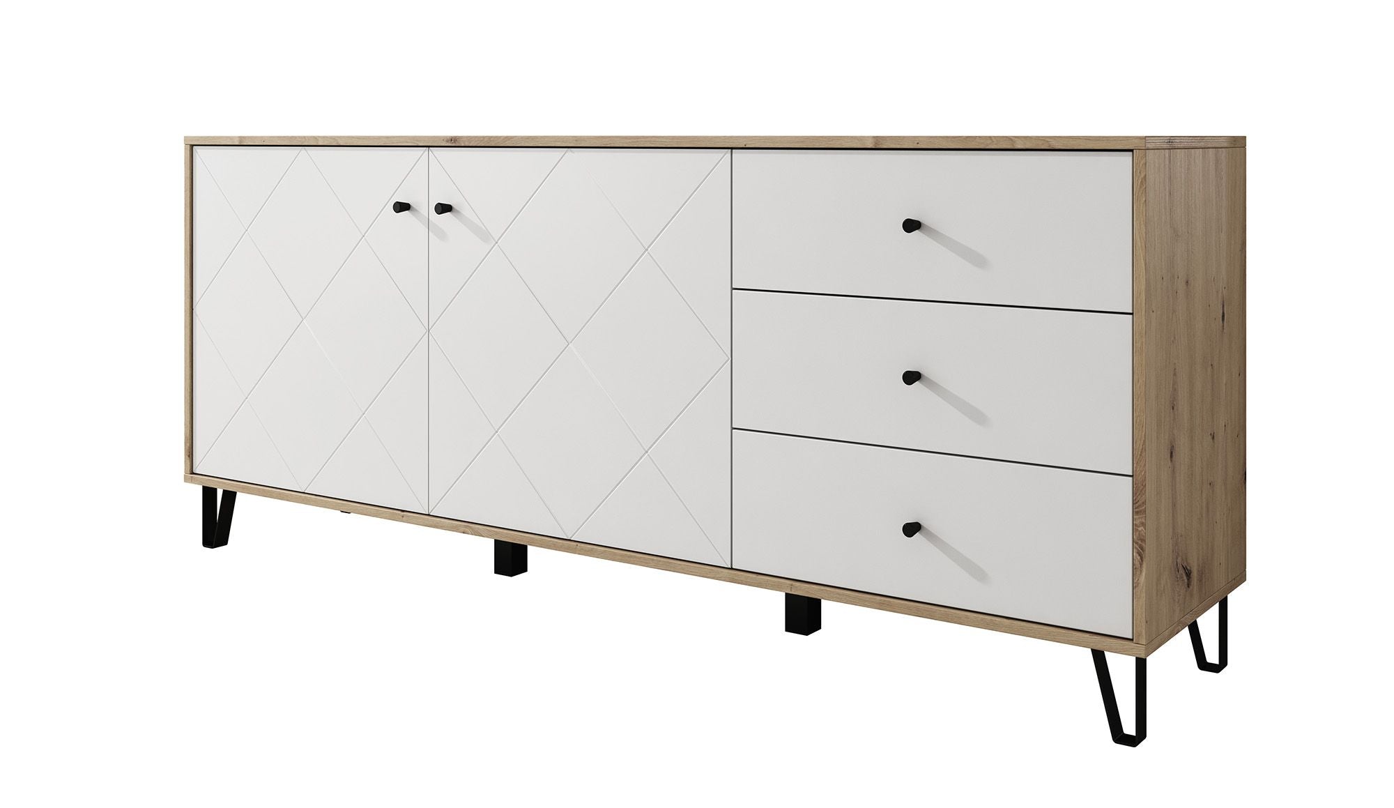 Barlo - Dressoir - Wit/eiken - 183x40x75 cm