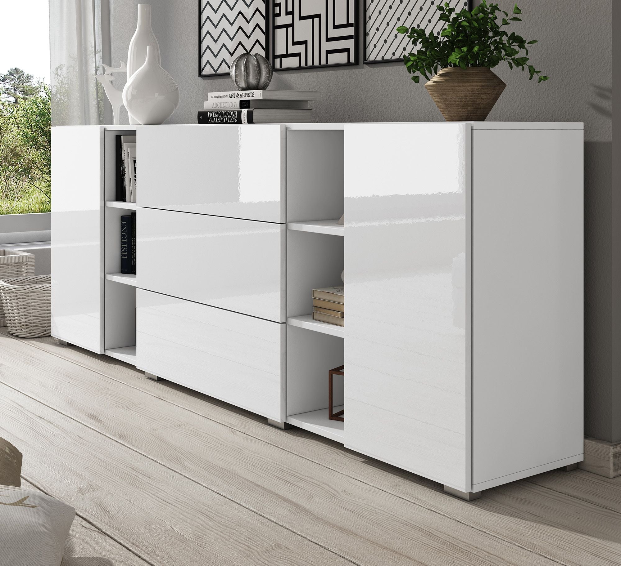 Bonzo - Dressoir - Wit - 190x39x68 cm