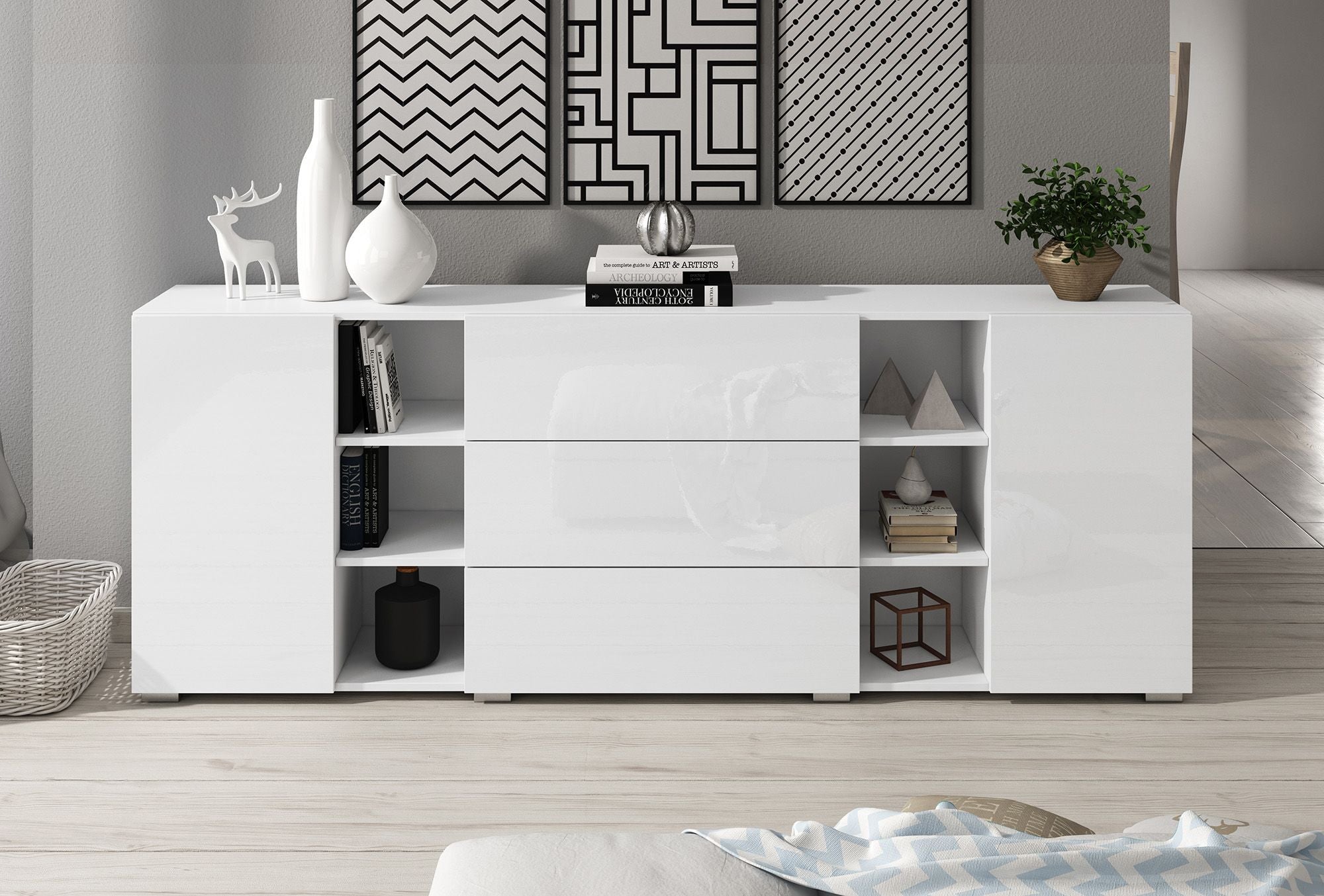 Bonzo - Dressoir - Wit - 190x39x68 cm