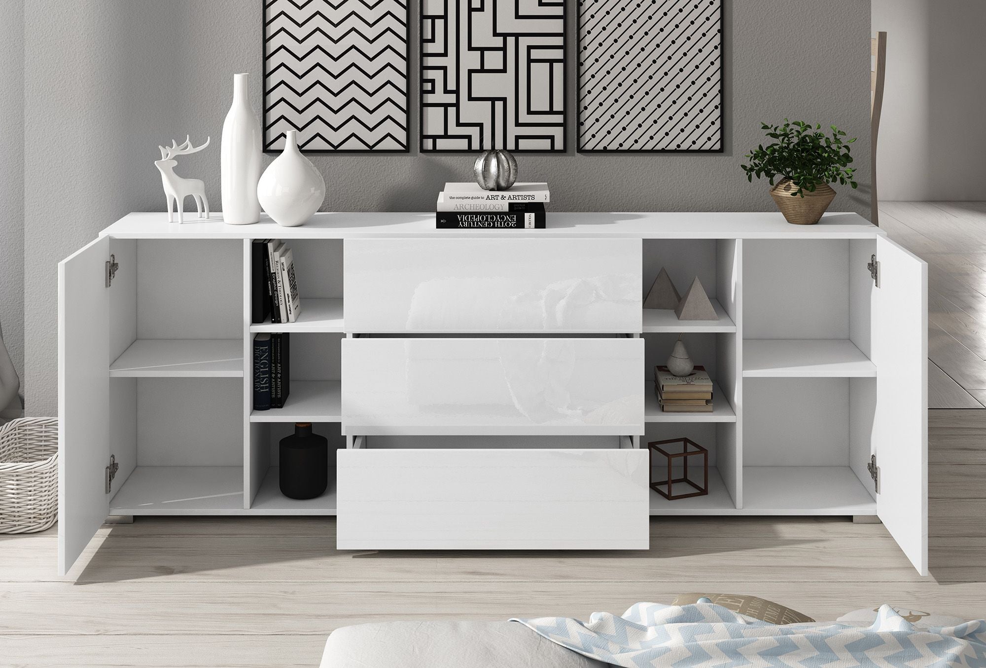 Bonzo - Dressoir - Wit - 190x39x68 cm