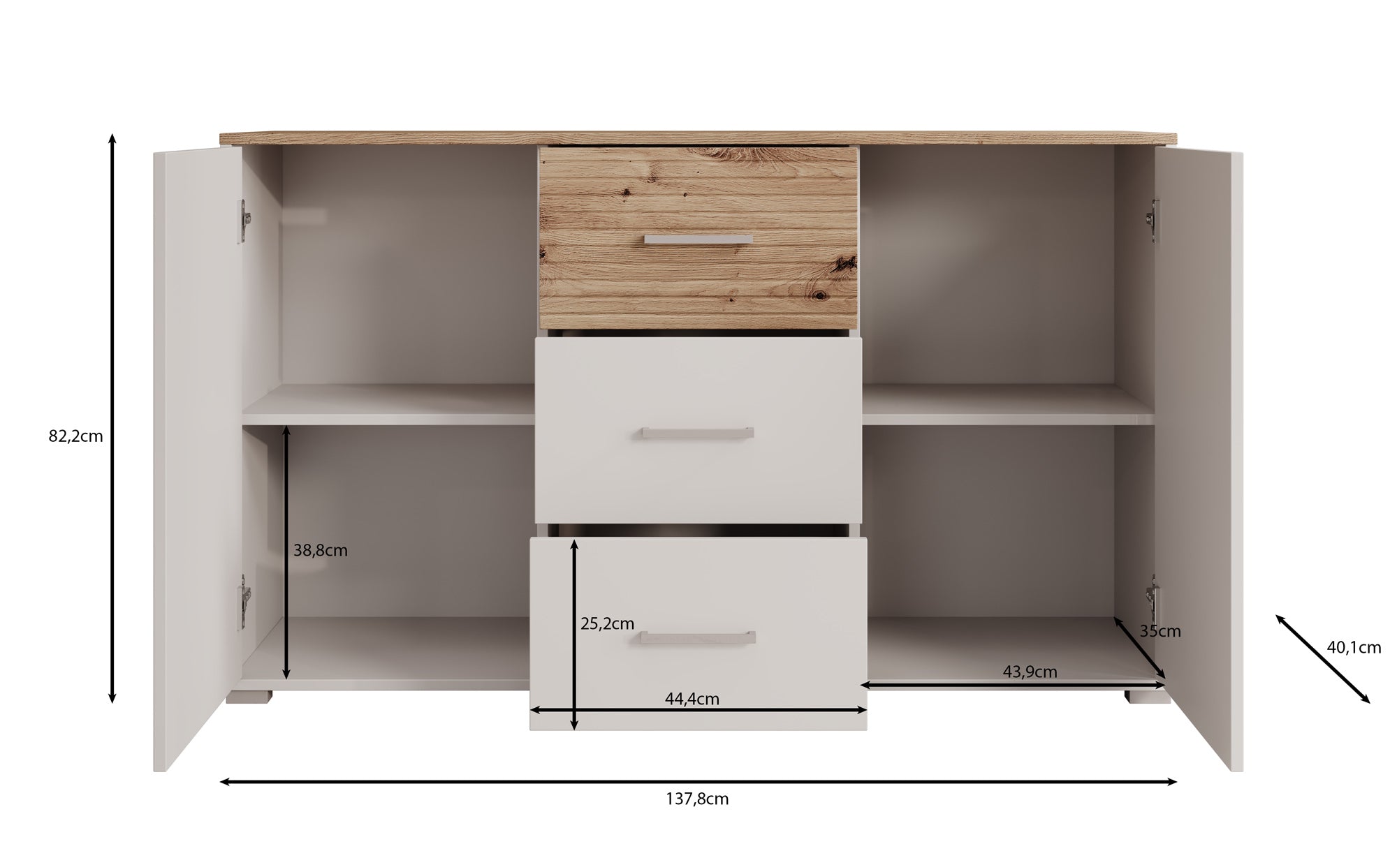 Butcher - Dressoir - Wit - 138x40x82 cm