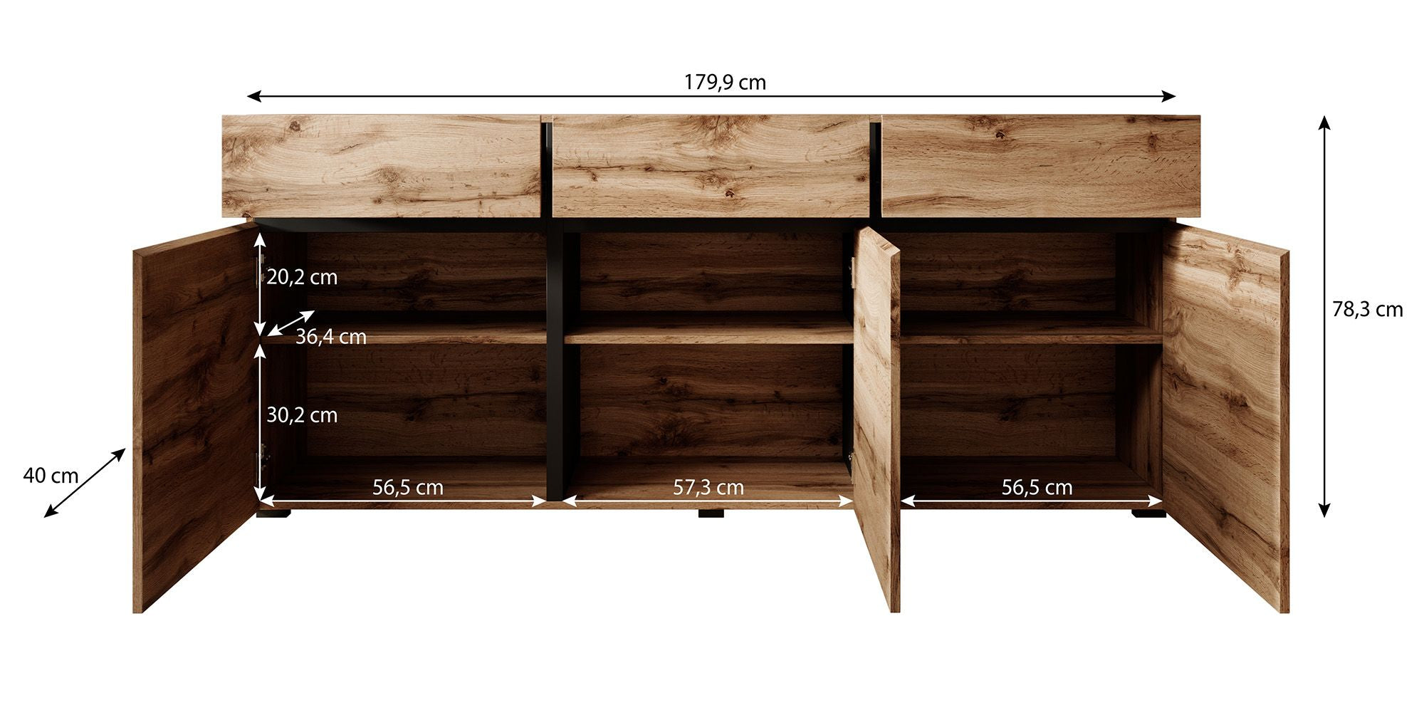 Cainan - Dressoir - Groen - 180x40x78 cm