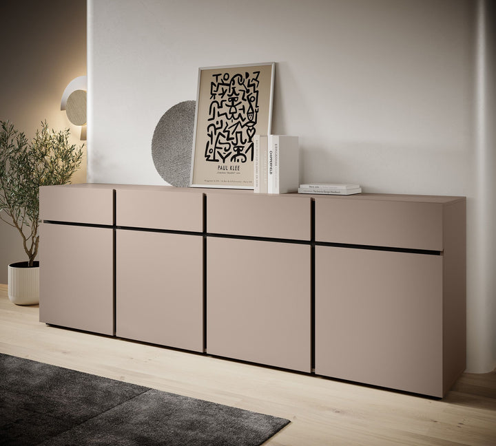 Cainan - Dressoir - Beige/zwart - 225x40x78 cm