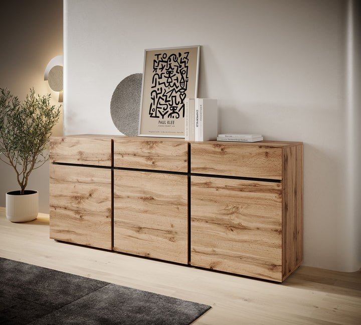 Cainan - Dressoir - Eiken/zwart - 180x40x78 cm
