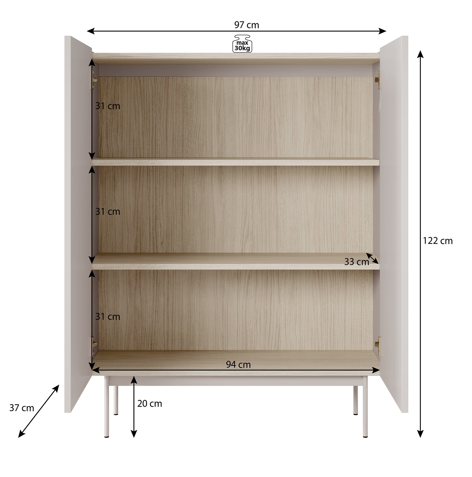 Calella - Dressoir - Beige - 97x37x122 cm