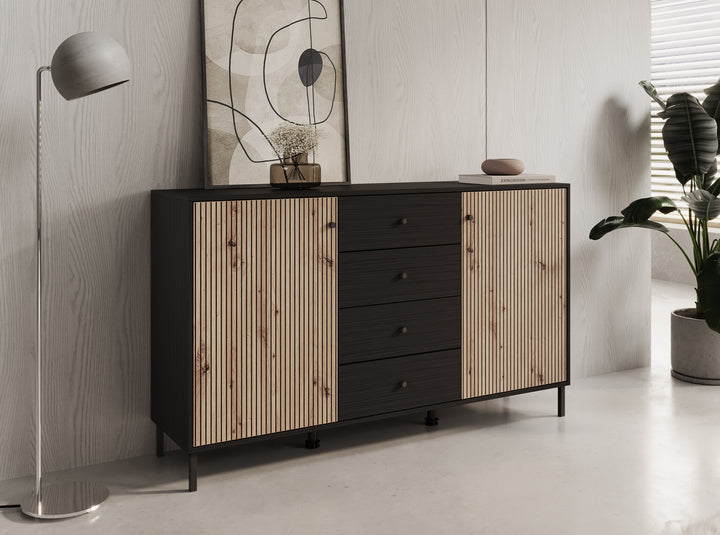 Charles - Dressoir - Zwart - 157x40x93 cm