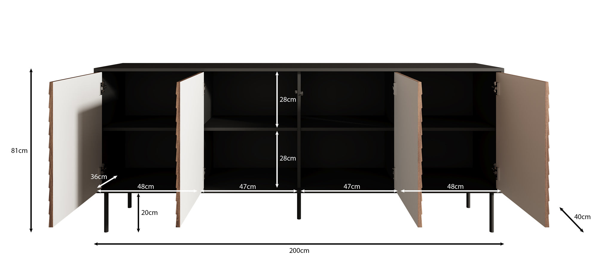 Cordoba - Dressoir - Eiken - 200x40x81 cm
