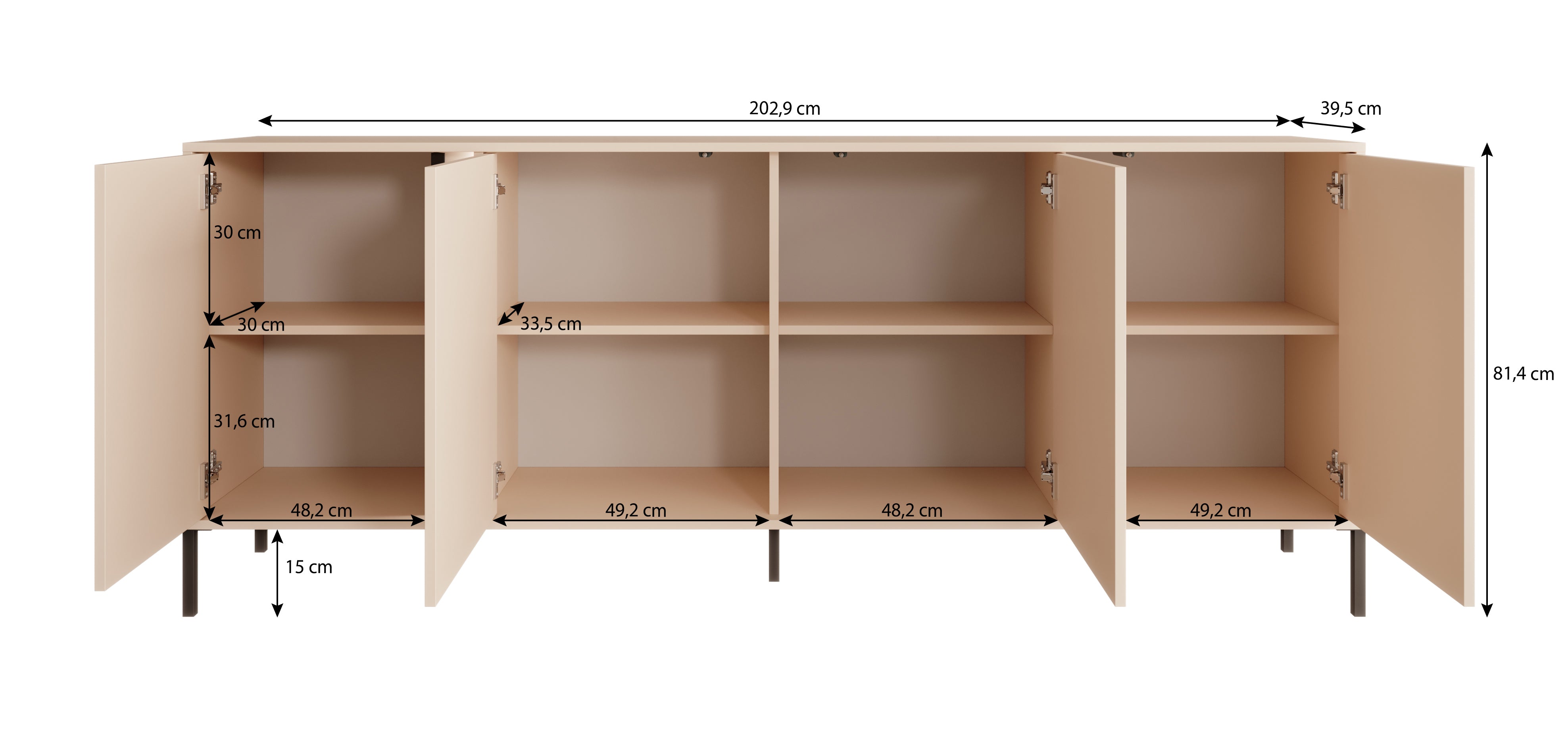 Desert - Dressoir - Beige - 203x40x81 cm