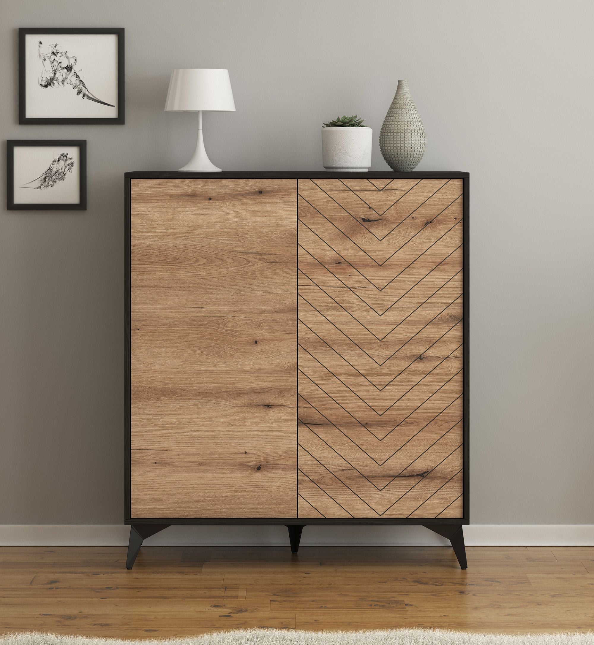 Dolores 2 - Dressoir - Eiken/zwart - 104x39x119 cm