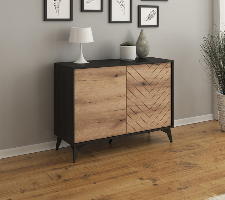 Dolores - Dressoir - Eiken/zwart - 104x39x77 cm