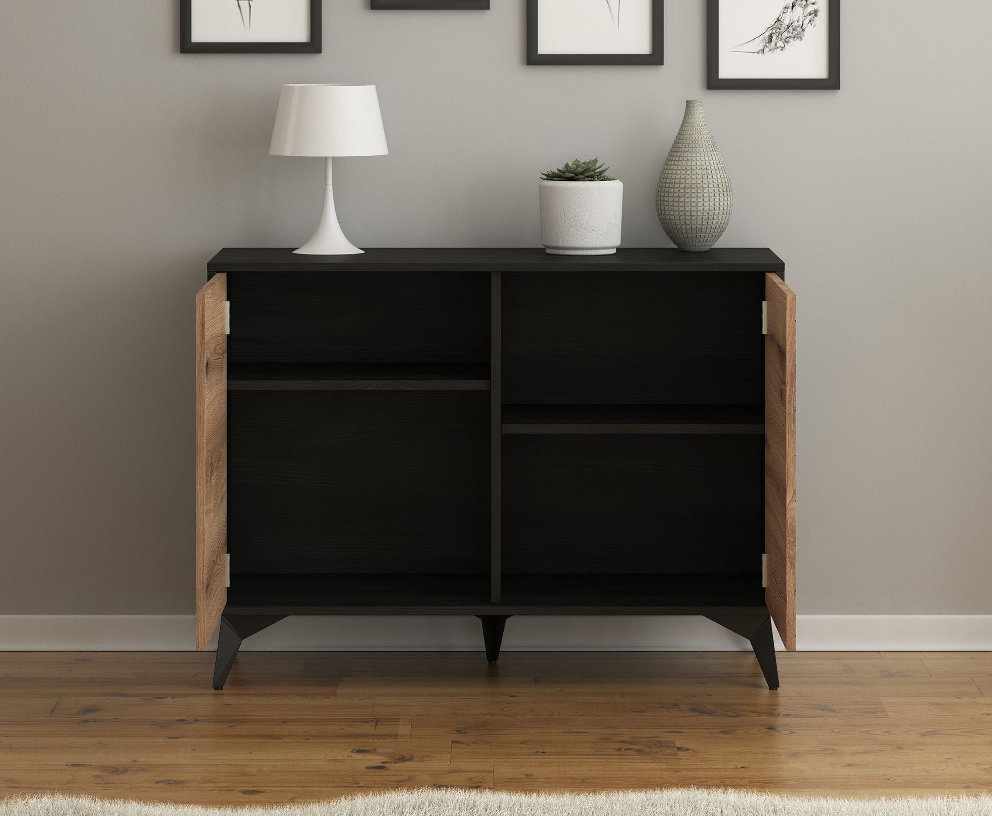 Dolores - Dressoir - Eiken/zwart - 104x39x77 cm