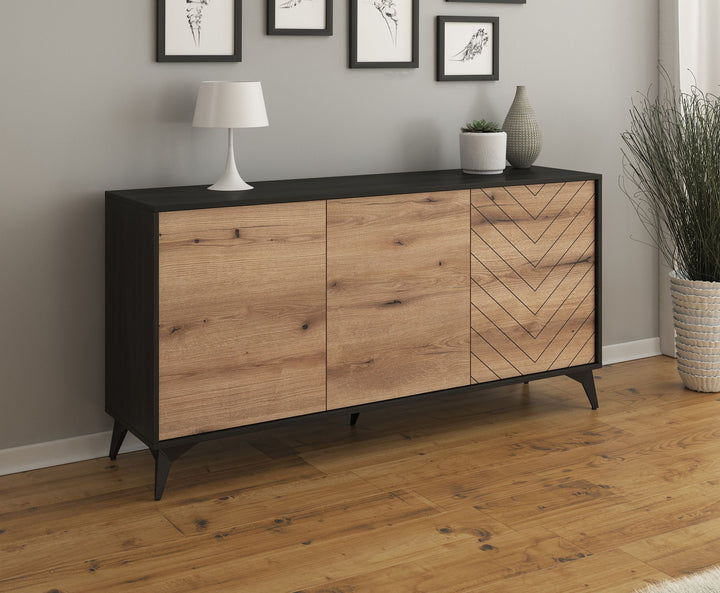 Dolores - Dressoir - Eiken/zwart - 154x39x77 cm