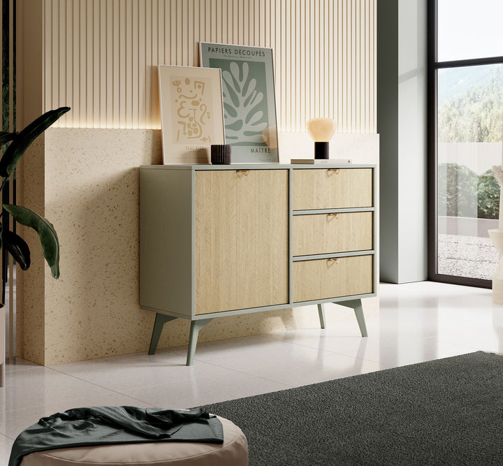 Essence - Dressoir - Groen/licht eiken - 106x38x81 cm