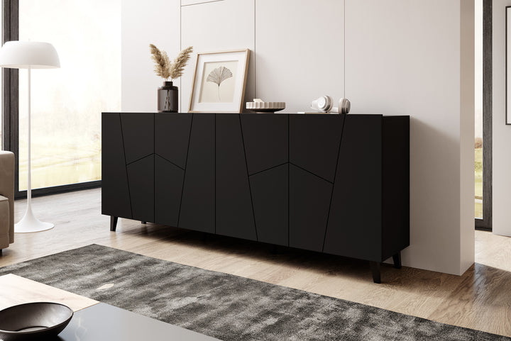 Ezer - Dressoir - Zwart - 200x40x82 cm