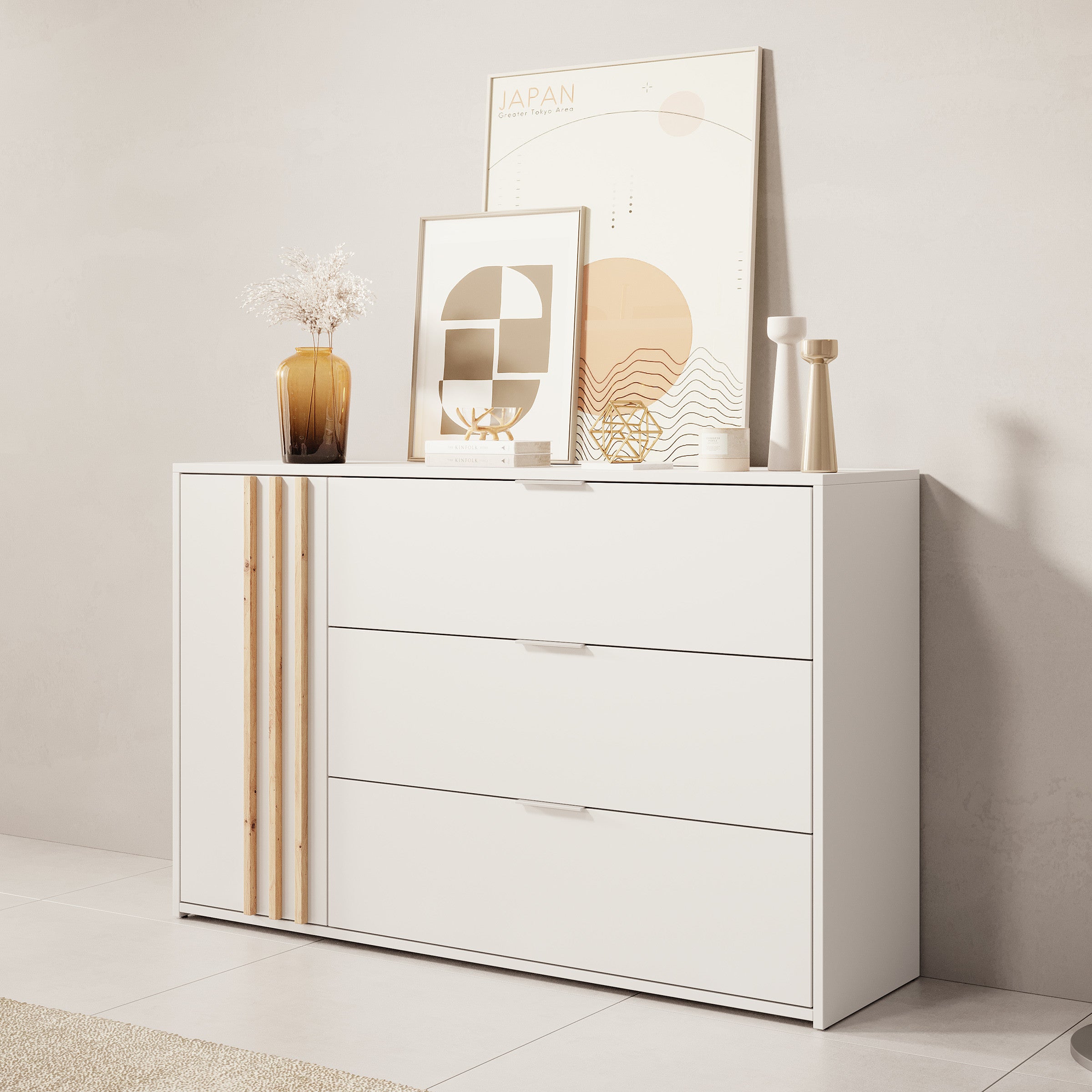 Franklin - Dressoir - Wit - 125x35x80 cm