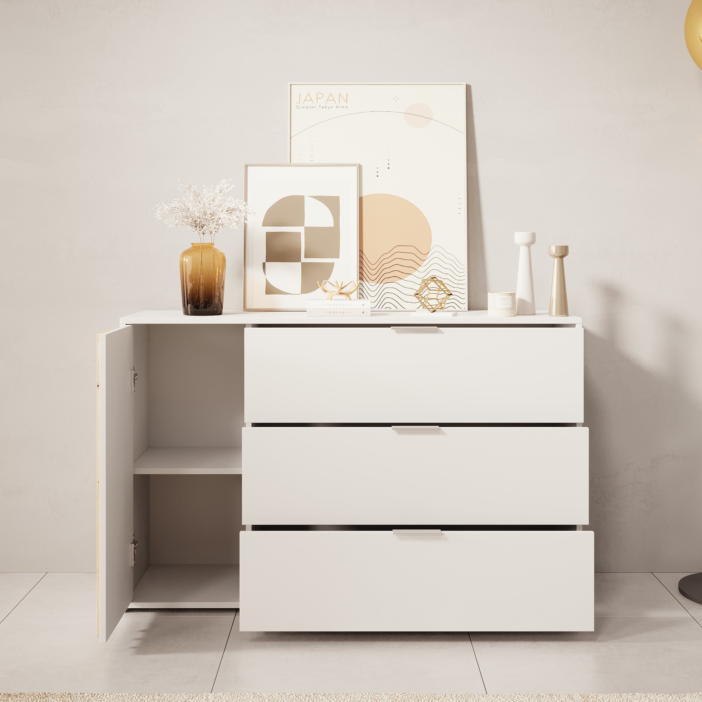 Franklin - Dressoir - Wit - 125x35x80 cm