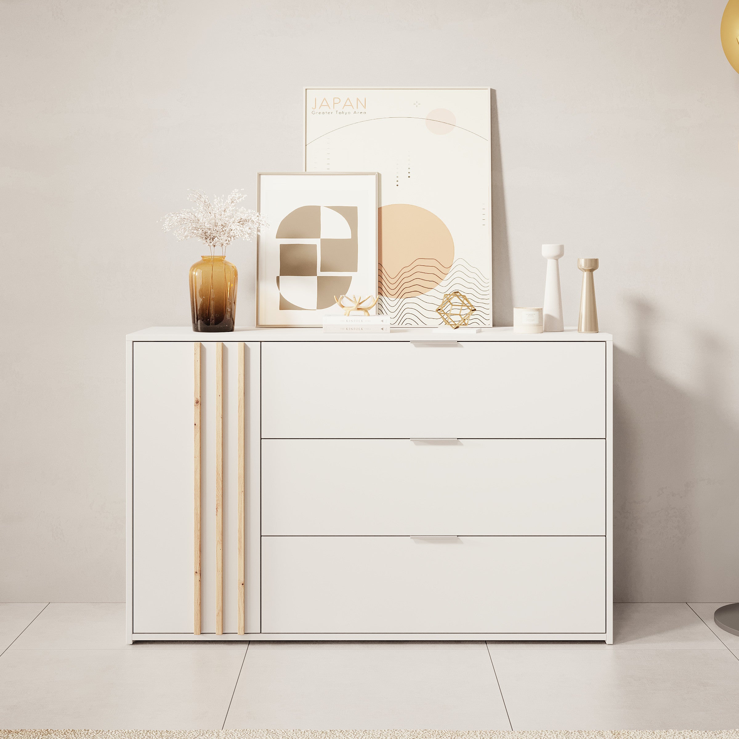 Franklin - Dressoir - Wit - 125x35x80 cm