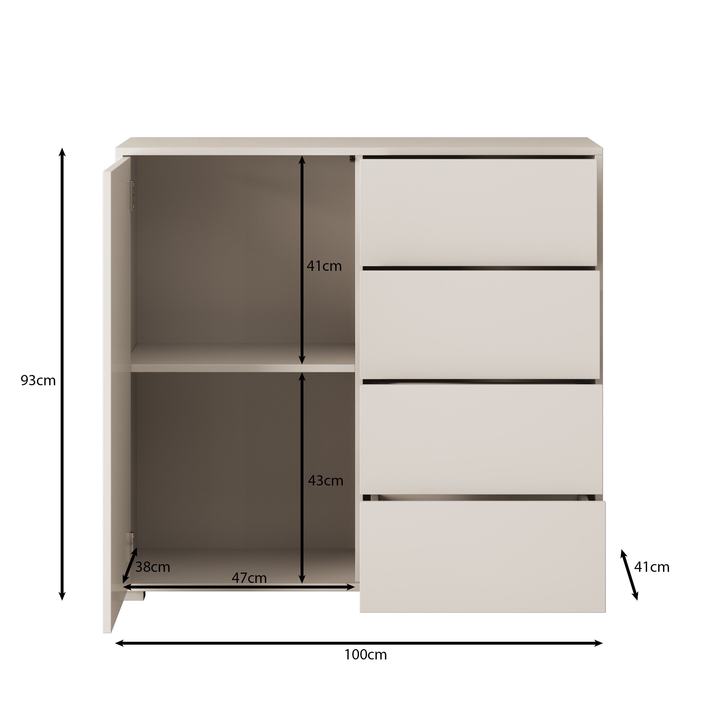 Gideon - Dressoir - Wit - 100x41x93 cm